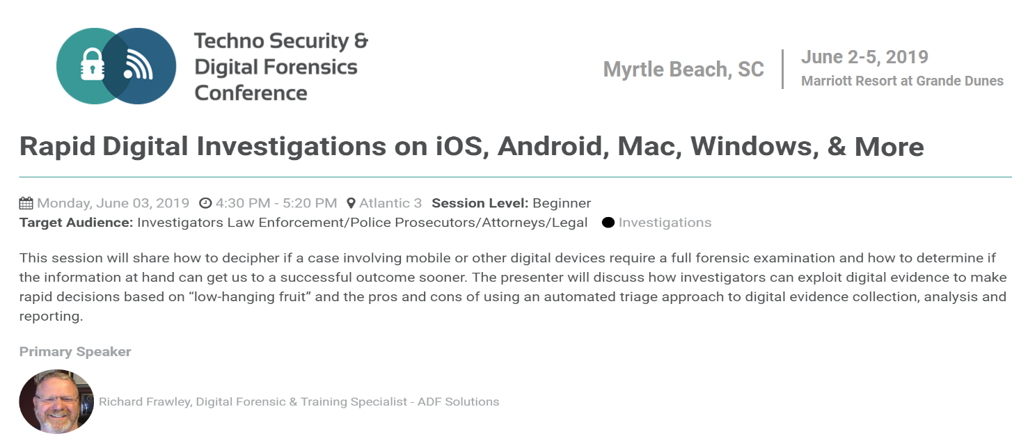 ADF Digital Forensics Techno Security 2019 Myrtle Beach