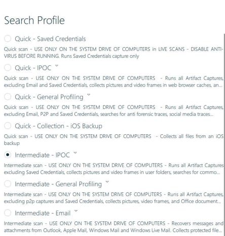 ADF Select Your Search Profile - Scanning a Digital Device