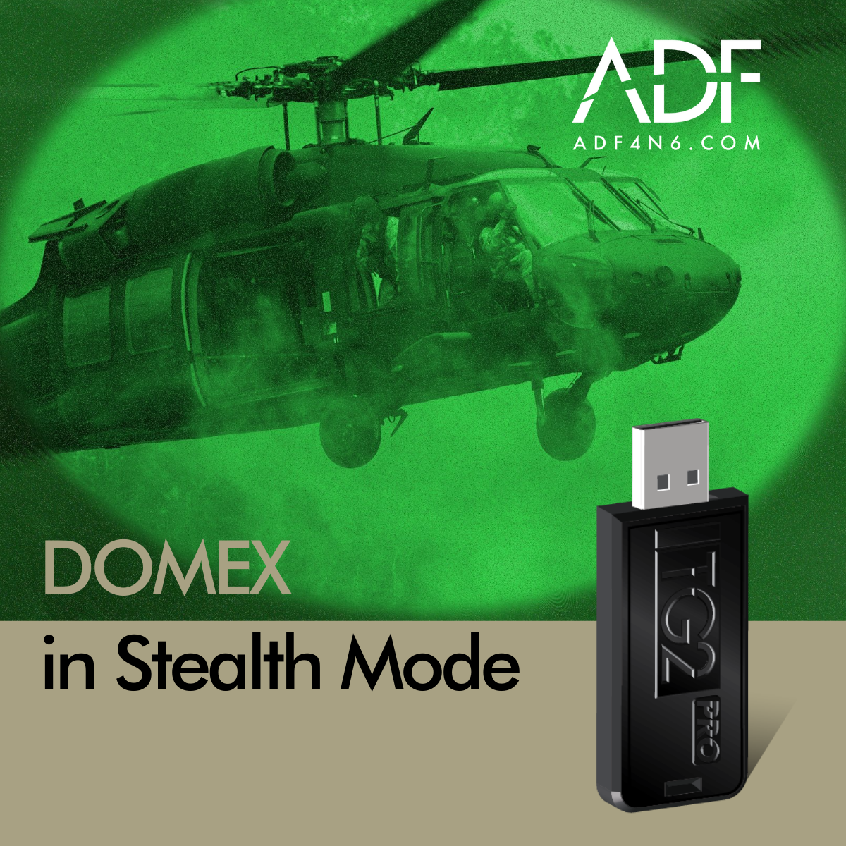 Triage-G2 PRO with blackhawk helicopter in background for DOMEX in stealth mode for sensitive site exploitation