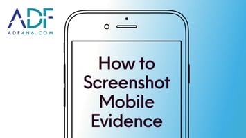 Illustrated photo of a iphone with a title on the screen reading How to Screenshot Mobile Evidence 